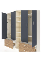 Hyperion Dolap 12 Raflı 4 Çekmeceli 2 Askılı 220x44x243 - S553M001V09B