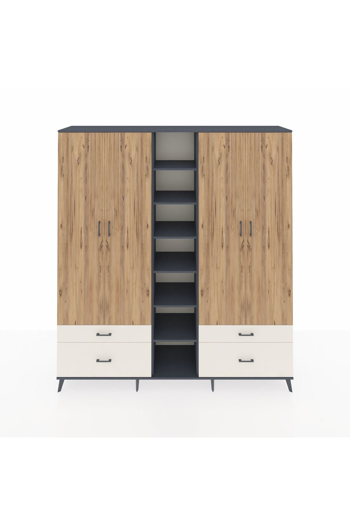 Hyperion Dolap 12 Raflı 4 Çekmeceli 2 Askılı 220x44x243 - S553M001V10B