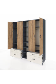 Hyperion Dolap 12 Raflı 4 Çekmeceli 2 Askılı 220x44x243 - S553M001V10B