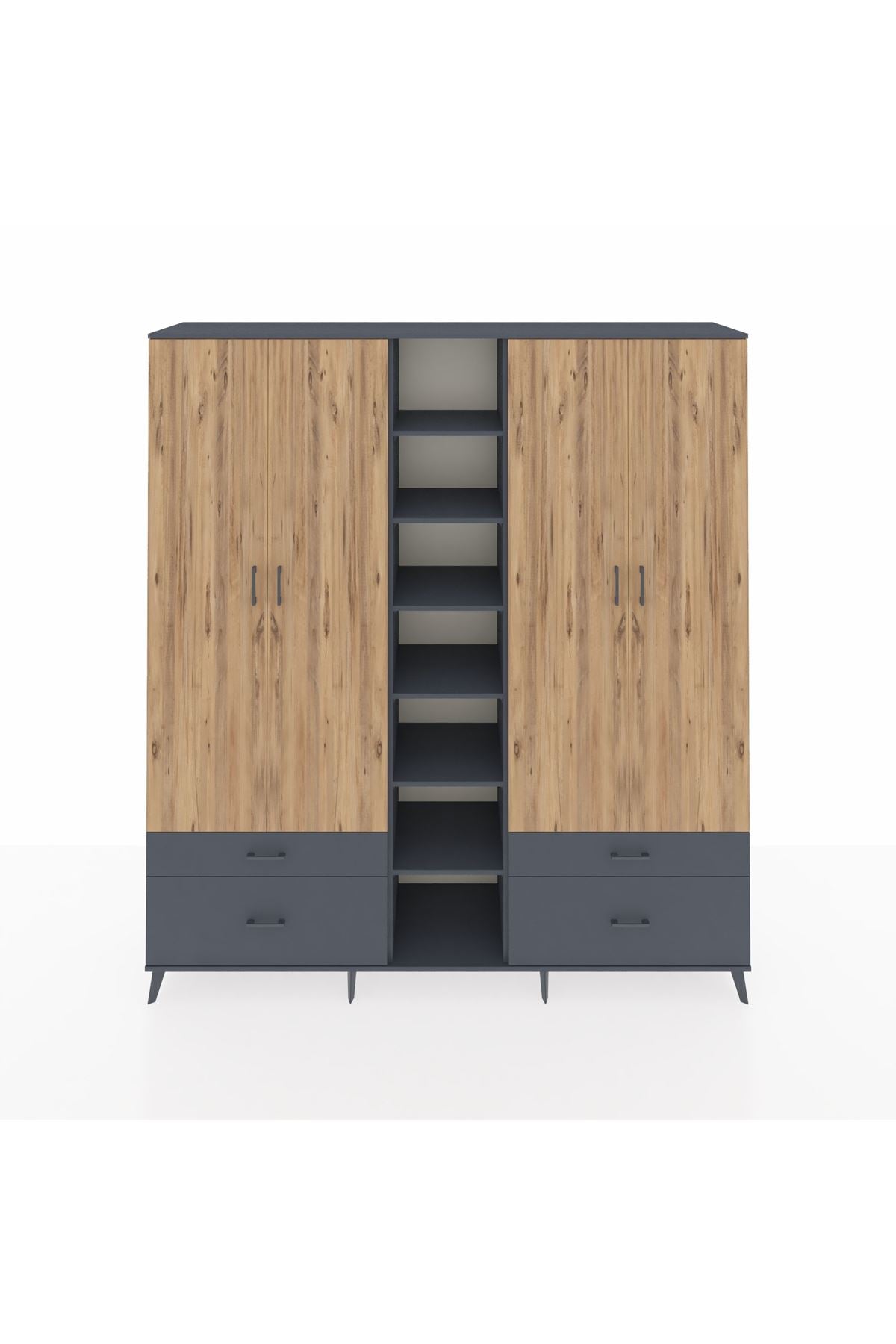 Hyperion Dolap 12 Raflı 4 Çekmeceli 2 Askılı 220x44x243 - S553M001V11B