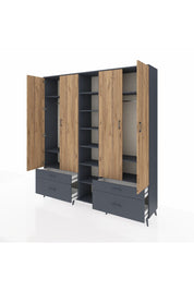 Hyperion Dolap 12 Raflı 4 Çekmeceli 2 Askılı 220x44x243 - S553M001V11B