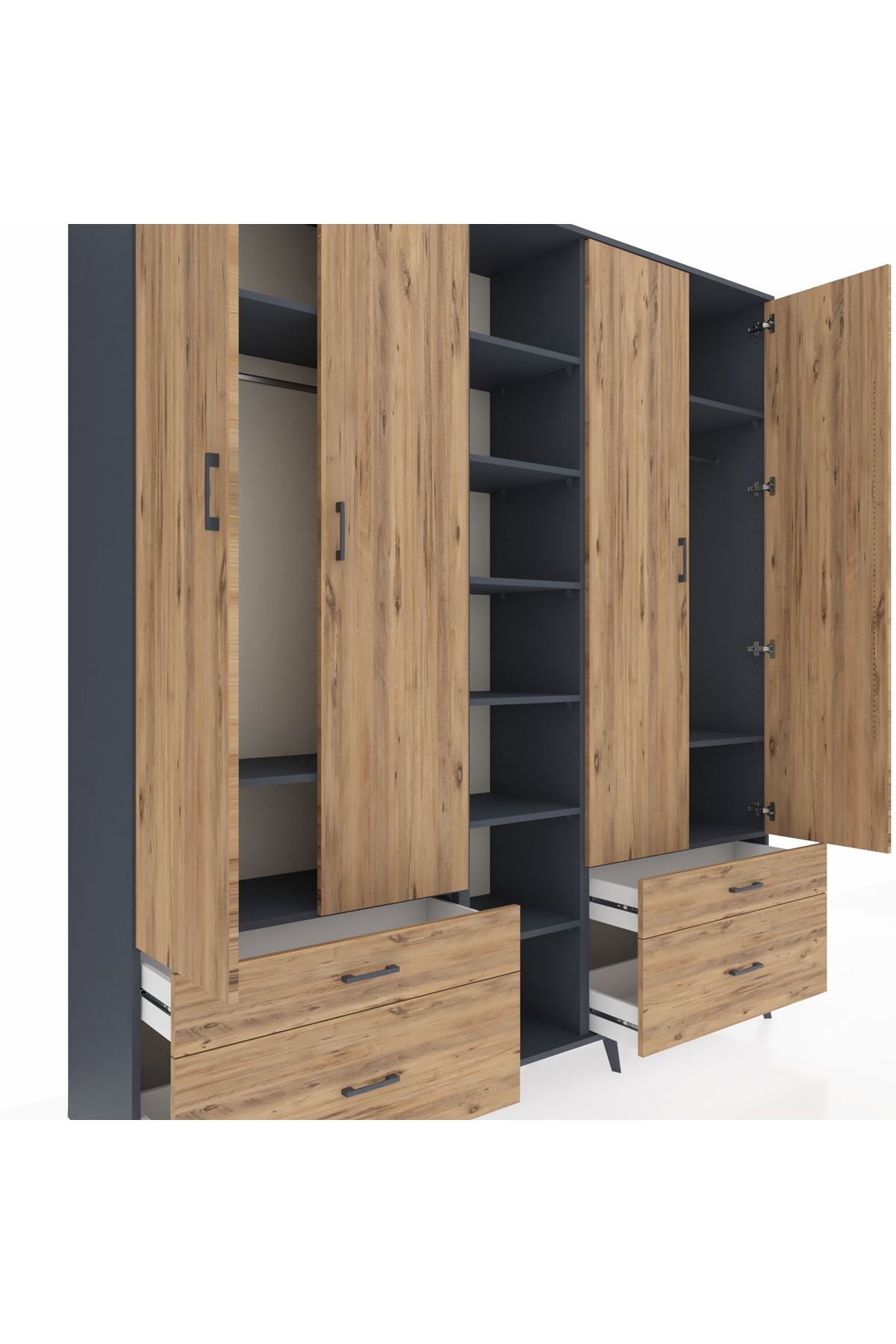 Hyperion Dolap 12 Raflı 4 Çekmeceli 2 Askılı 220x44x243 - S553M001V12B