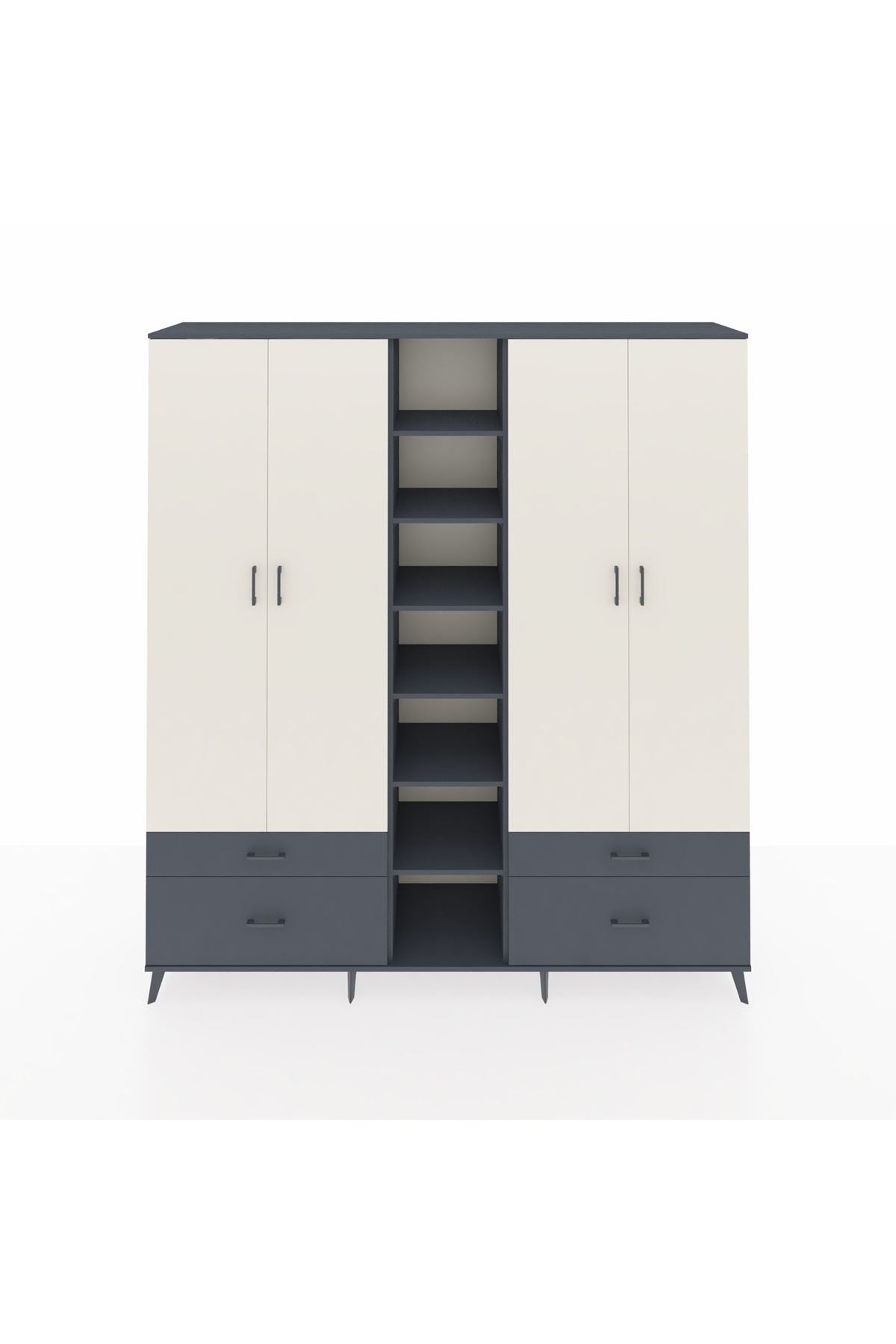 Hyperion Dolap 12 Raflı 4 Çekmeceli 2 Askılı 220x44x243 - S553M001V14B