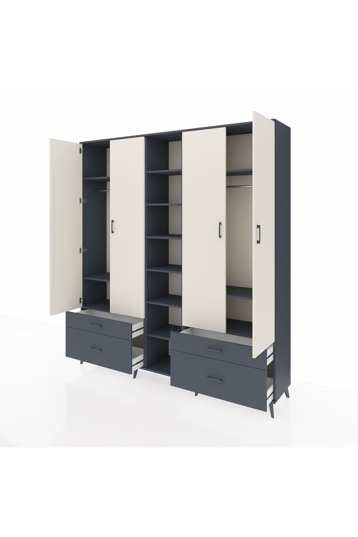 Hyperion Dolap 12 Raflı 4 Çekmeceli 2 Askılı 220x44x243 - S553M001V14B