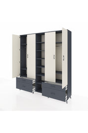 Hyperion Dolap 12 Raflı 4 Çekmeceli 2 Askılı 220x44x243 - S553M001V14B