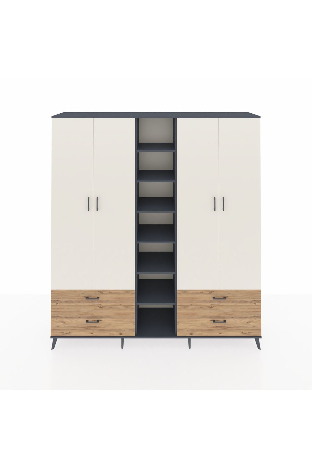 Hyperion Dolap 12 Raflı 4 Çekmeceli 2 Askılı 220x44x243 - S553M001V15B