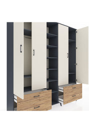 Hyperion Dolap 12 Raflı 4 Çekmeceli 2 Askılı 220x44x243 - S553M001V15B