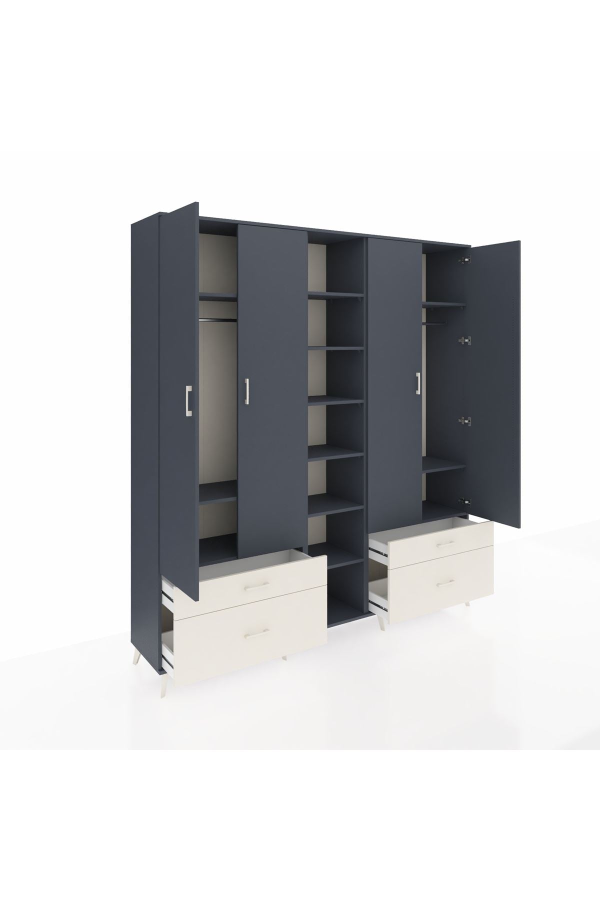 Hyperion Dolap 12 Raflı 4 Çekmeceli 2 Askılı 220x44x243 - S553M001V16B