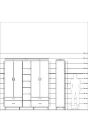 Hyperion Dolap 12 Raflı 4 Çekmeceli 2 Askılı 220x44x243 - S553M001V16B