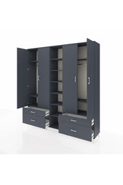 Hyperion Dolap 12 Raflı 4 Çekmeceli 2 Askılı 220x44x243 - S553M001V17B