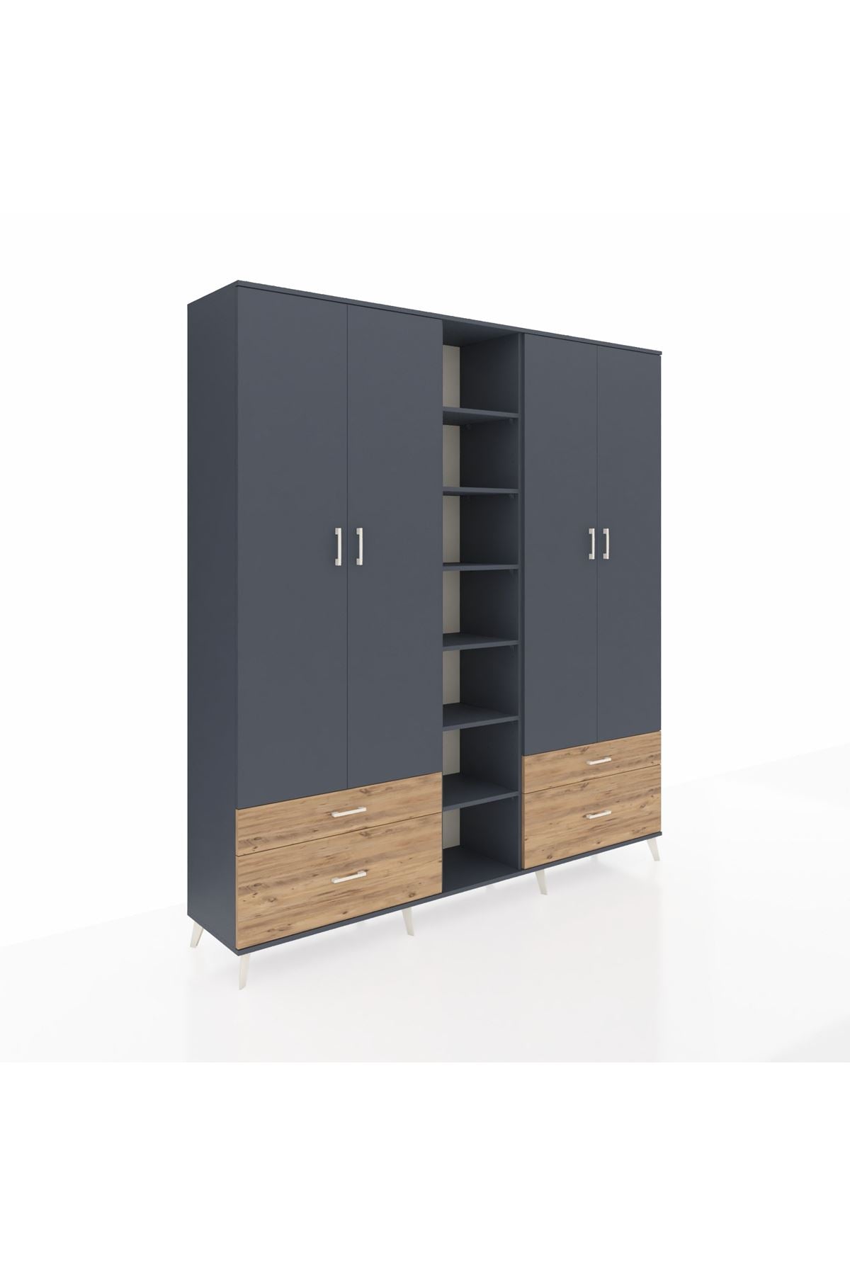 Hyperion Dolap 12 Raflı 4 Çekmeceli 2 Askılı 220x44x243 - S553M001V18B