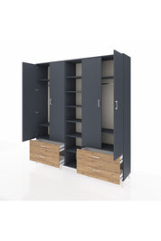 Hyperion Dolap 12 Raflı 4 Çekmeceli 2 Askılı 220x44x243 - S553M001V18B