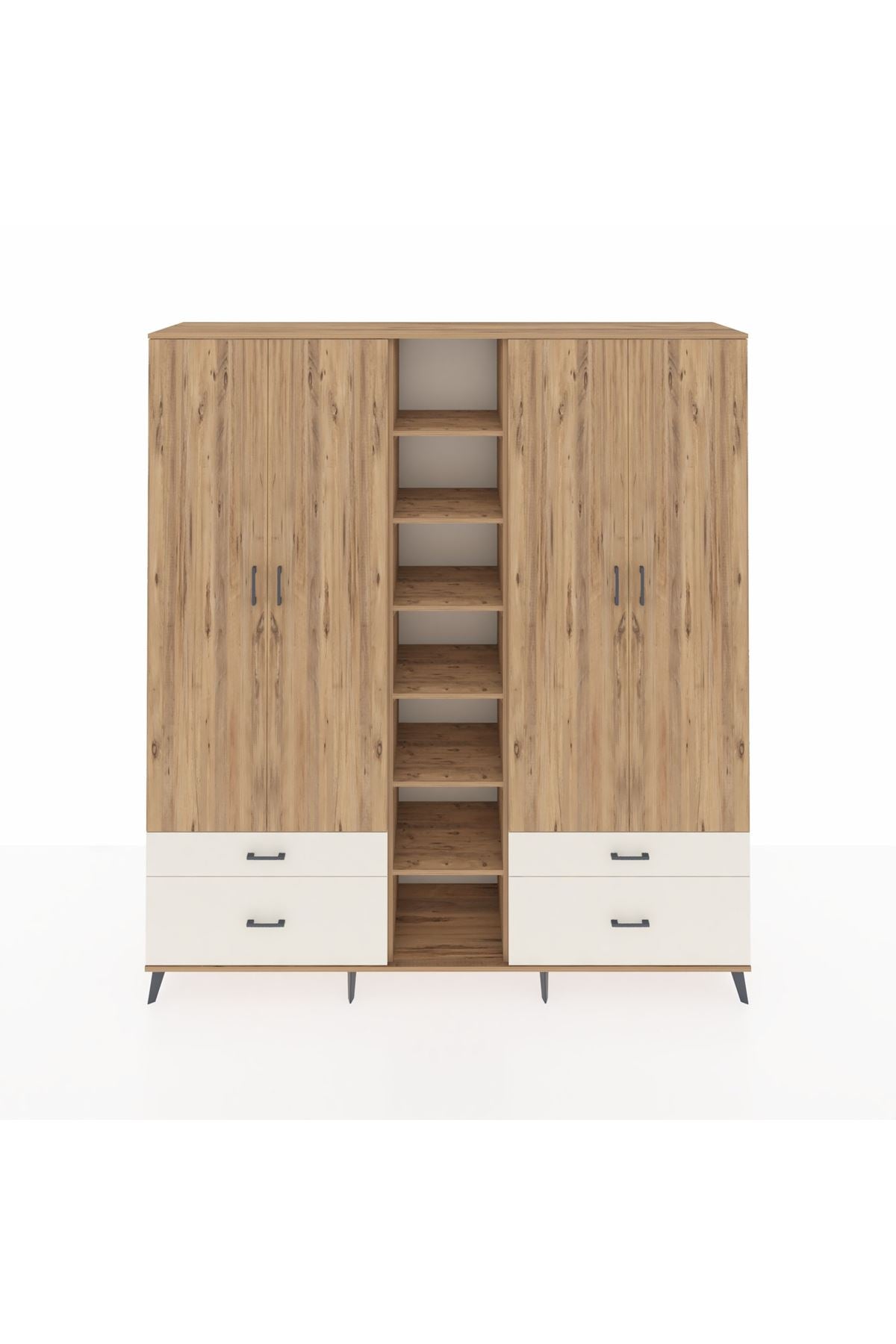 Hyperion Dolap 12 Raflı 4 Çekmeceli 2 Askılı 220x44x243 - S553M001V19B