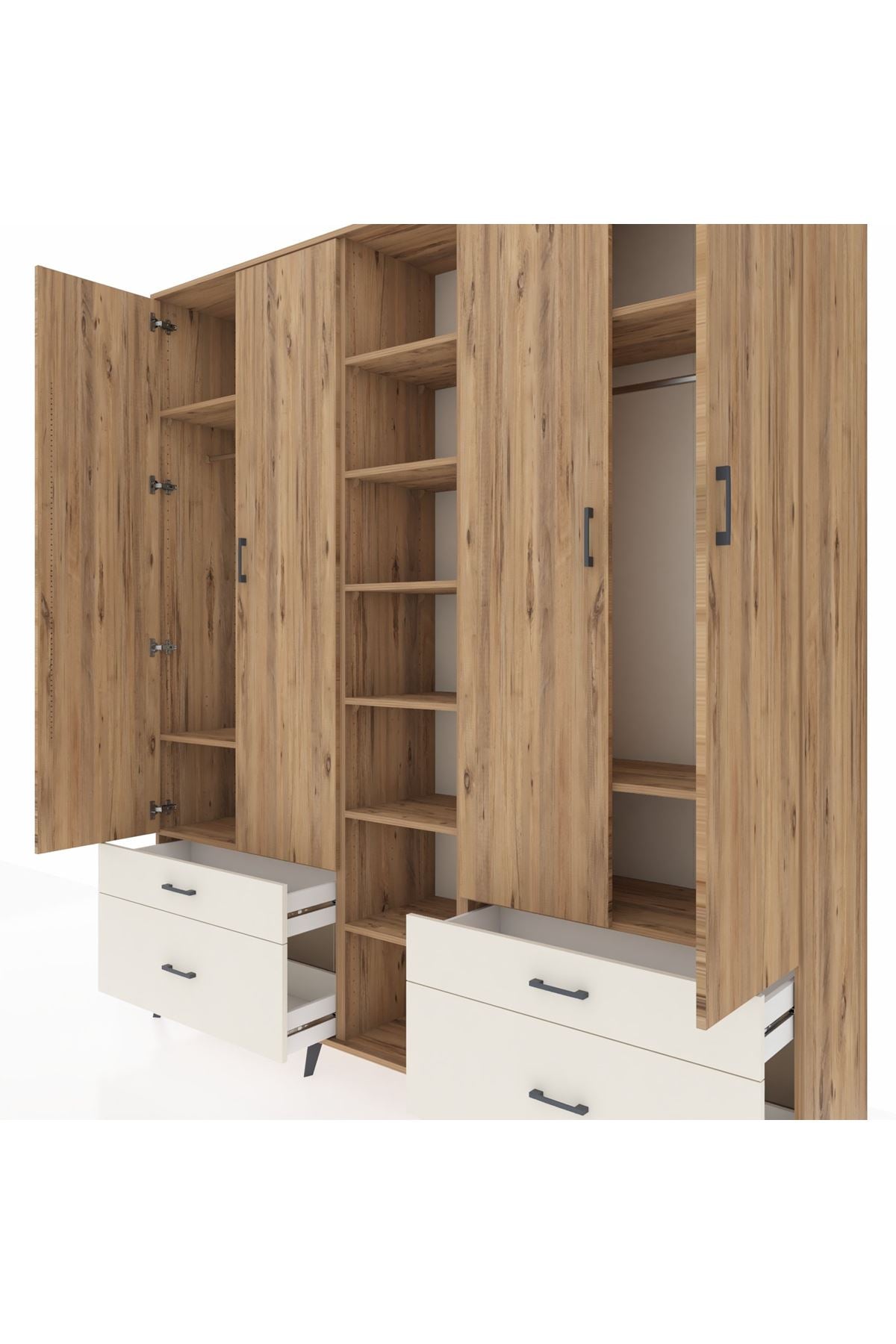 Hyperion Dolap 12 Raflı 4 Çekmeceli 2 Askılı 220x44x243 - S553M001V19B