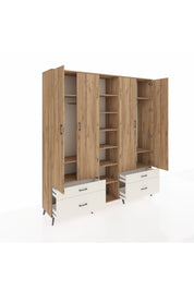 Hyperion Dolap 12 Raflı 4 Çekmeceli 2 Askılı 220x44x243 - S553M001V19B