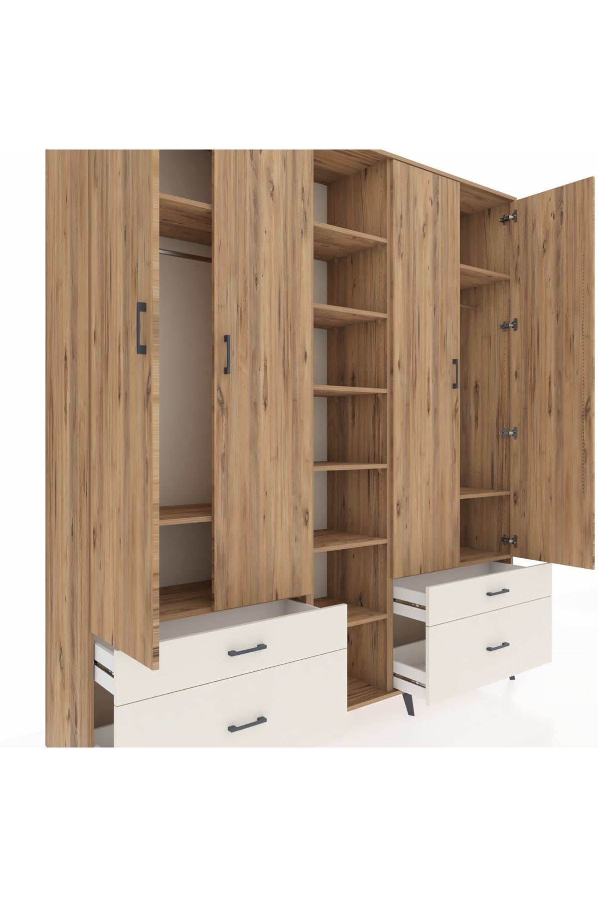 Hyperion Dolap 12 Raflı 4 Çekmeceli 2 Askılı 220x44x243 - S553M001V19B