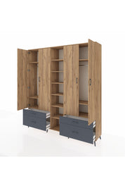 Hyperion Dolap 12 Raflı 4 Çekmeceli 2 Askılı 220x44x243 - S553M001V20B