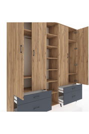 Hyperion Dolap 12 Raflı 4 Çekmeceli 2 Askılı 220x44x243 - S553M001V20B