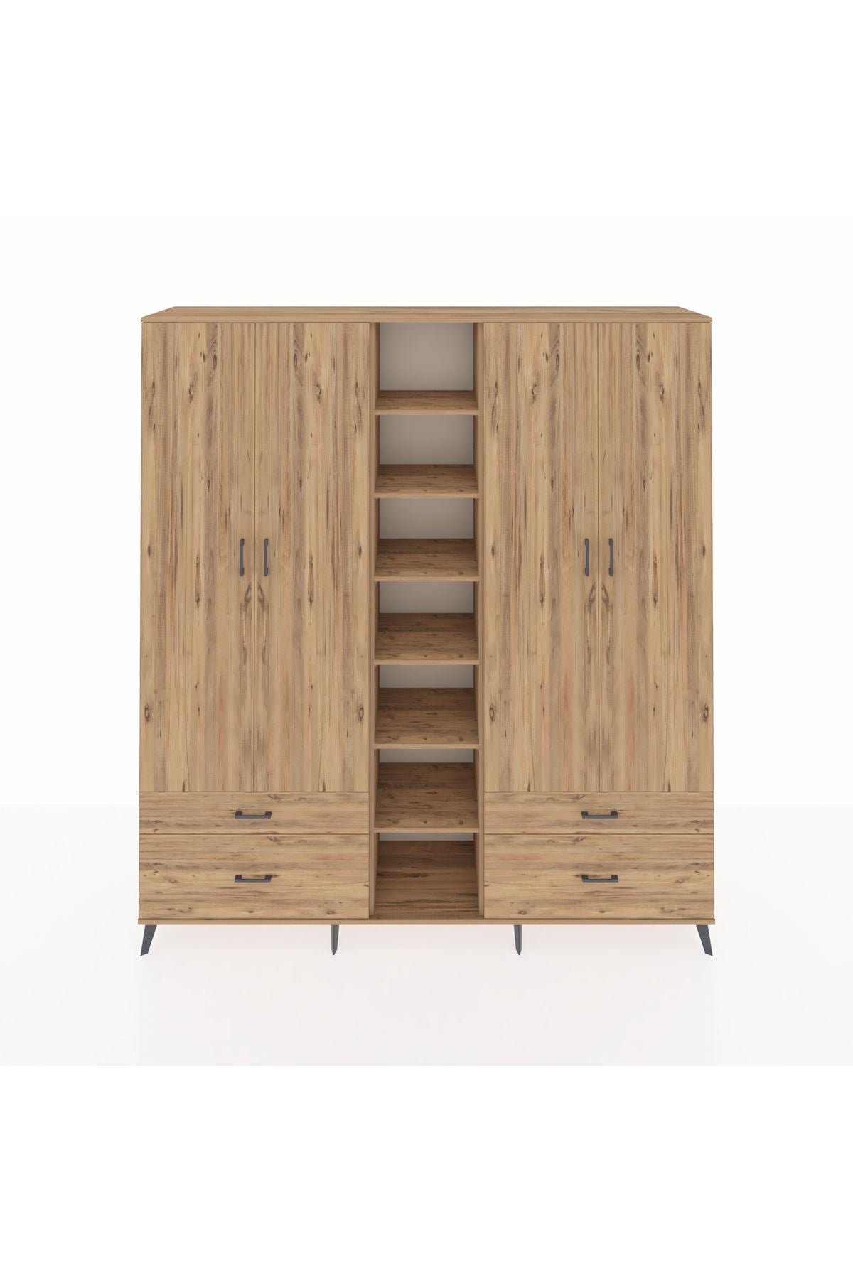 Hyperion Dolap 12 Raflı 4 Çekmeceli 2 Askılı 220x44x243 - S553M001V21B