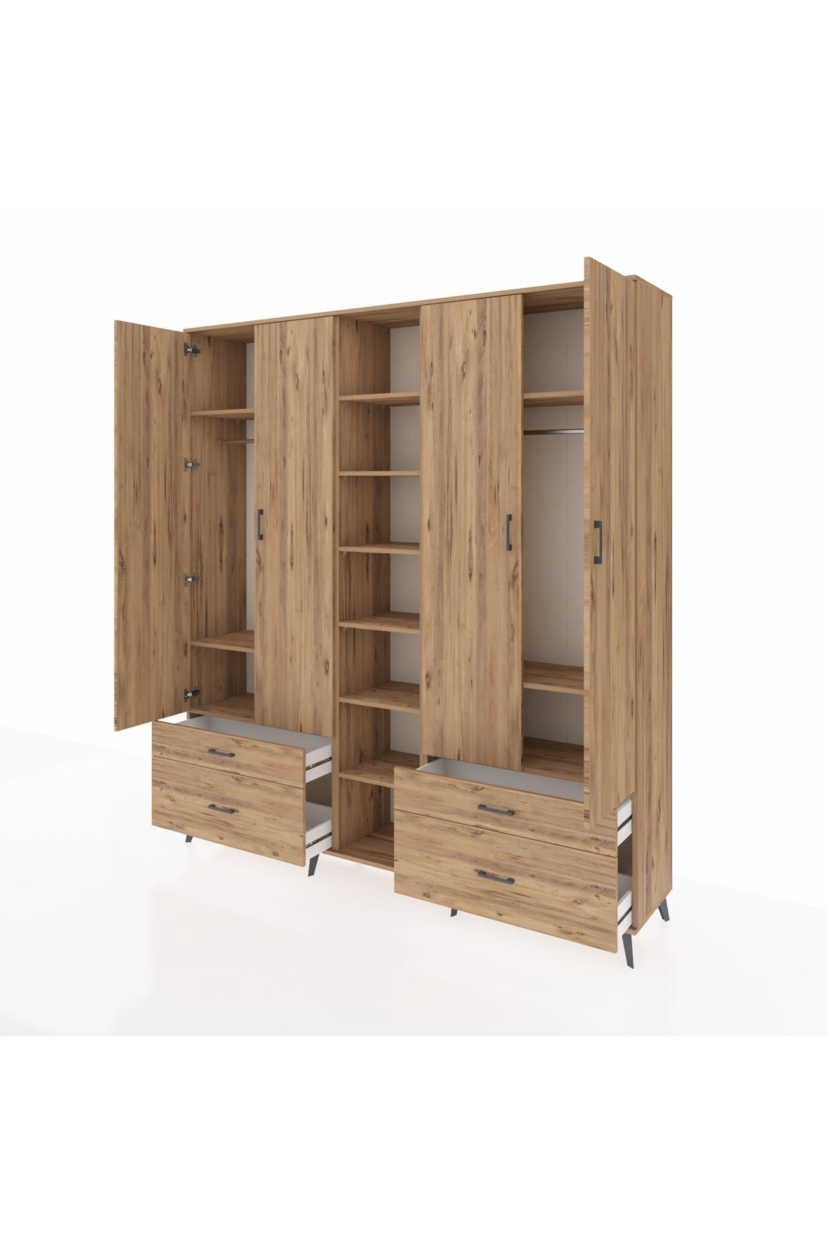 Hyperion Dolap 12 Raflı 4 Çekmeceli 2 Askılı 220x44x243 - S553M001V21B