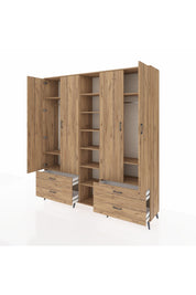 Hyperion Dolap 12 Raflı 4 Çekmeceli 2 Askılı 220x44x243 - S553M001V21B