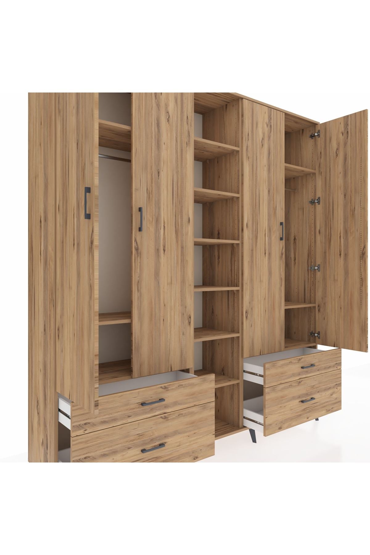 Hyperion Dolap 12 Raflı 4 Çekmeceli 2 Askılı 220x44x243 - S553M001V21B