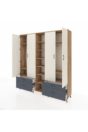 Hyperion Dolap 12 Raflı 4 Çekmeceli 2 Askılı 220x44x243 - S553M001V23B