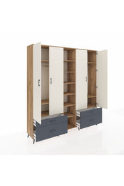 Hyperion Dolap 12 Raflı 4 Çekmeceli 2 Askılı 220x44x243 - S553M001V23B