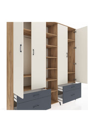Hyperion Dolap 12 Raflı 4 Çekmeceli 2 Askılı 220x44x243 - S553M001V23B