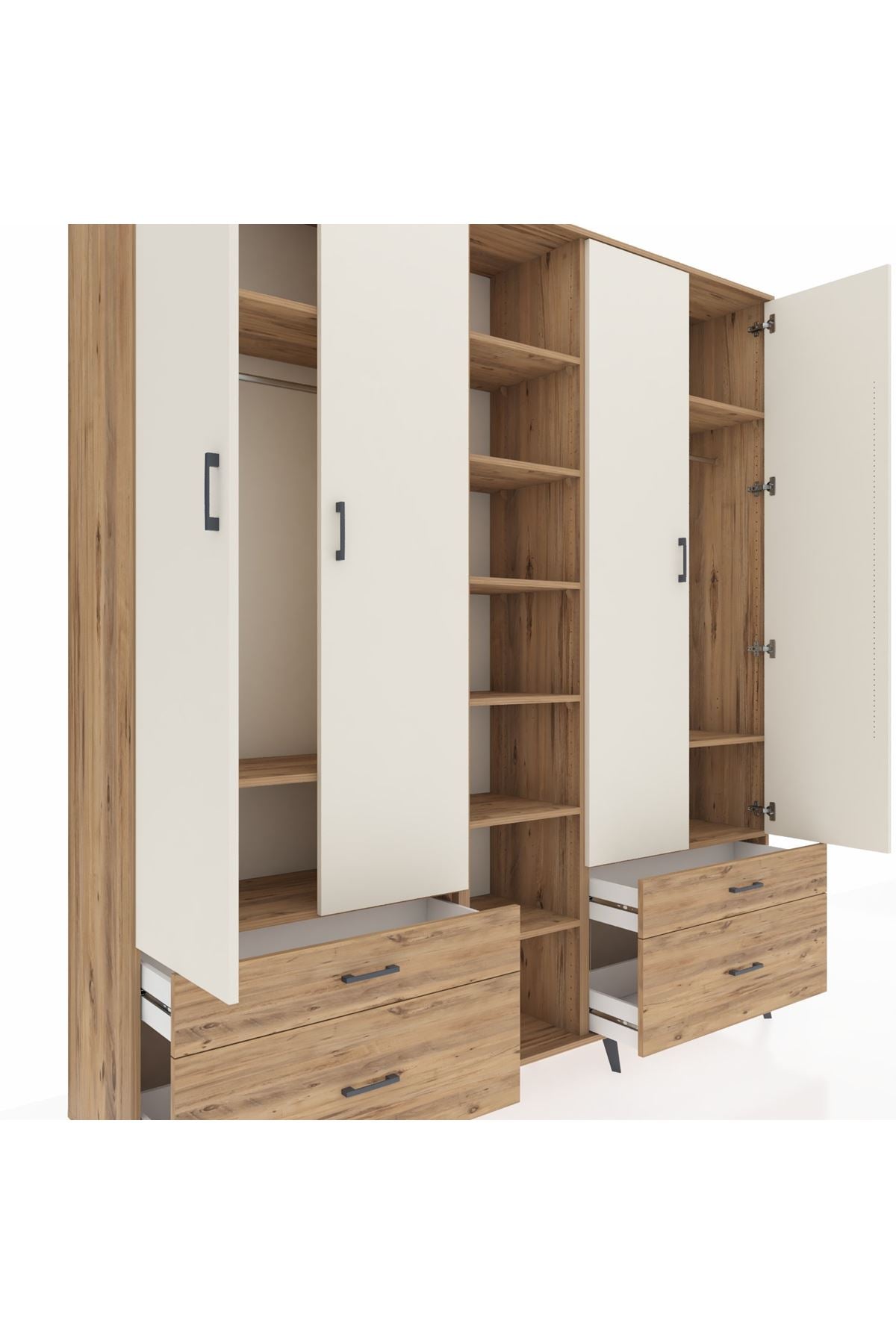 Hyperion Dolap 12 Raflı 4 Çekmeceli 2 Askılı 220x44x243 - S553M001V24B