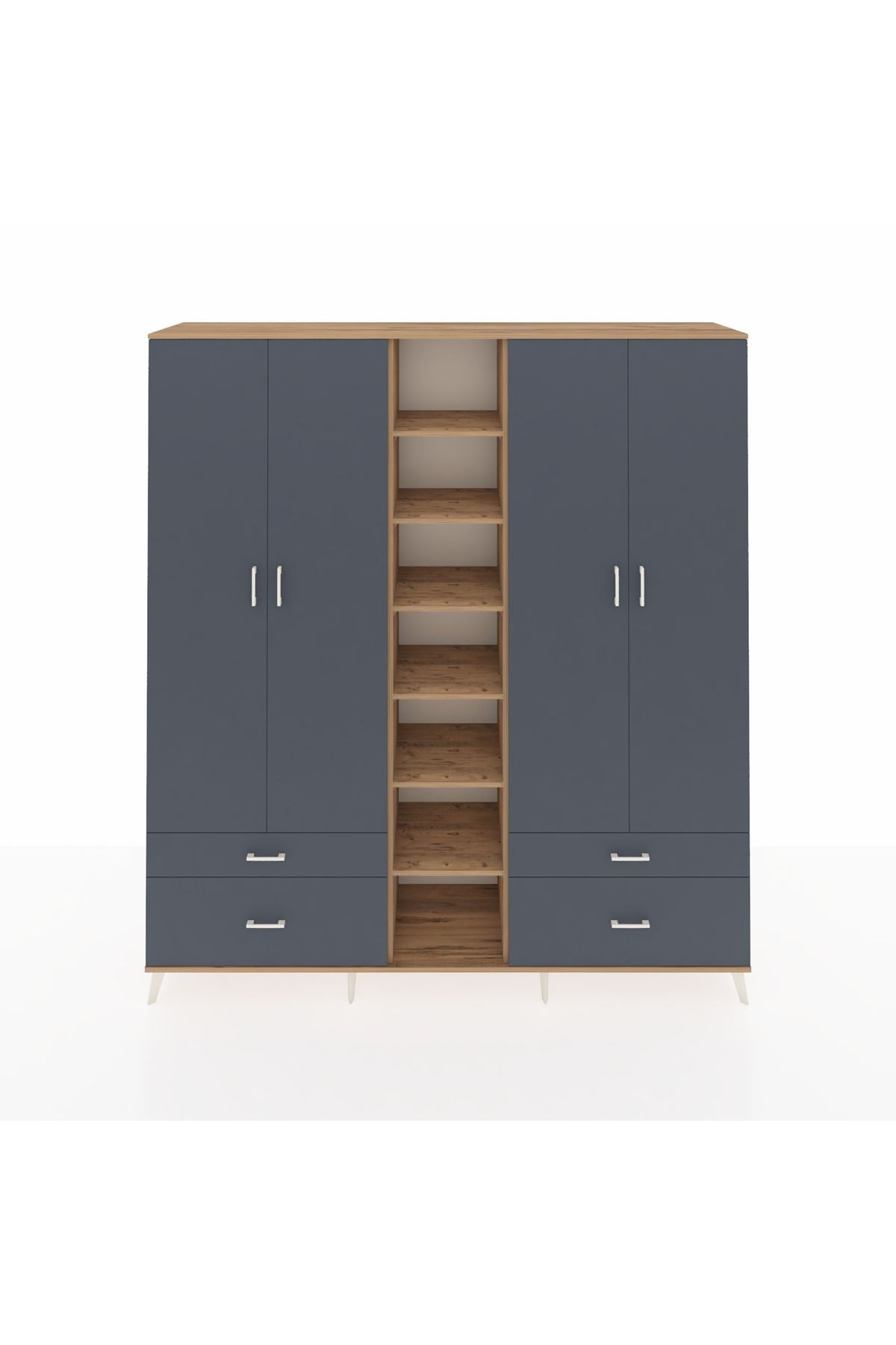 Hyperion Dolap 12 Raflı 4 Çekmeceli 2 Askılı 220x44x243 - S553M001V26B