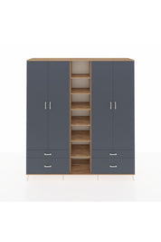 Hyperion Dolap 12 Raflı 4 Çekmeceli 2 Askılı 220x44x243 - S553M001V26B