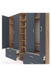 Hyperion Dolap 12 Raflı 4 Çekmeceli 2 Askılı 220x44x243 - S553M001V26B