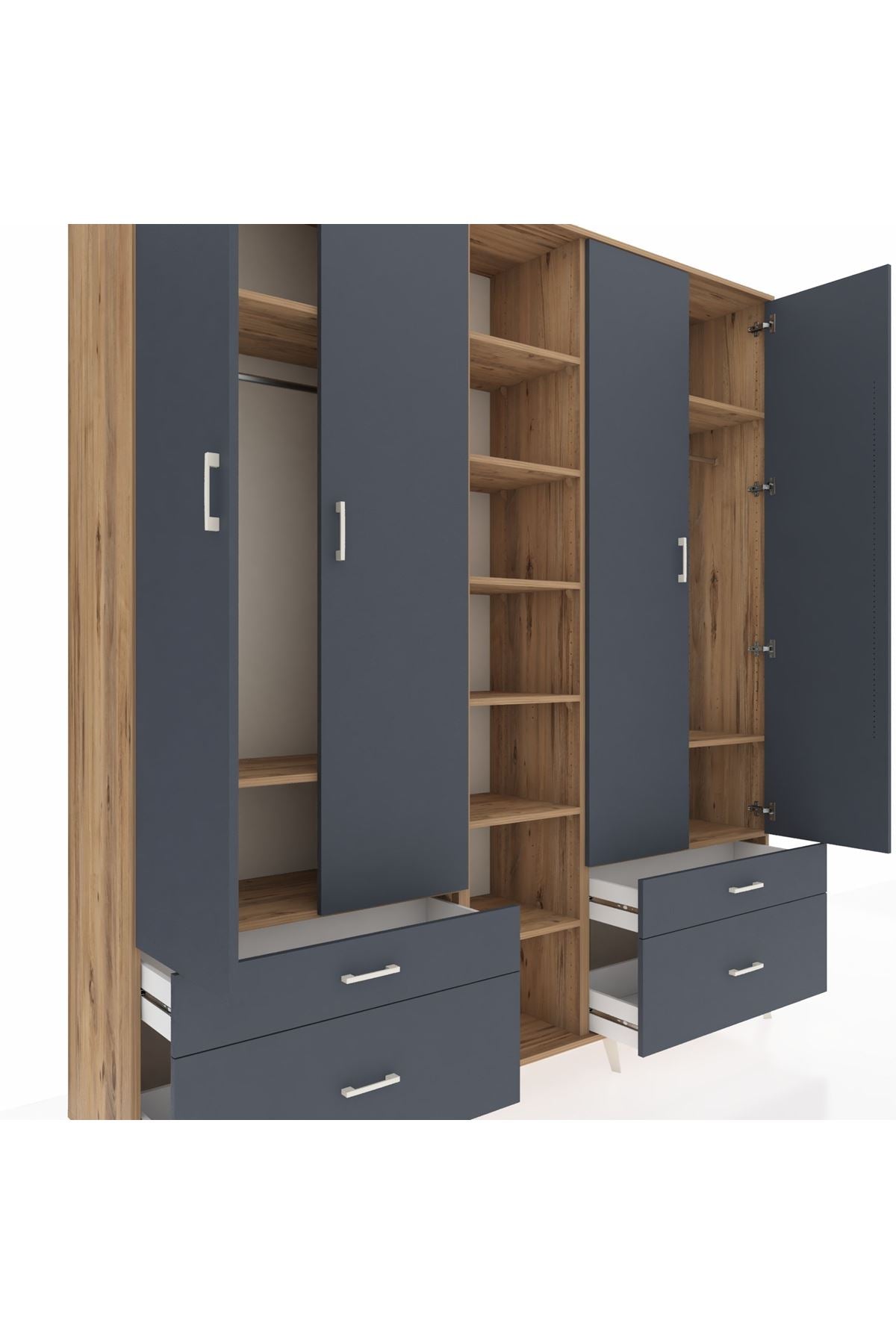 Hyperion Dolap 12 Raflı 4 Çekmeceli 2 Askılı 220x44x243 - S553M001V26B