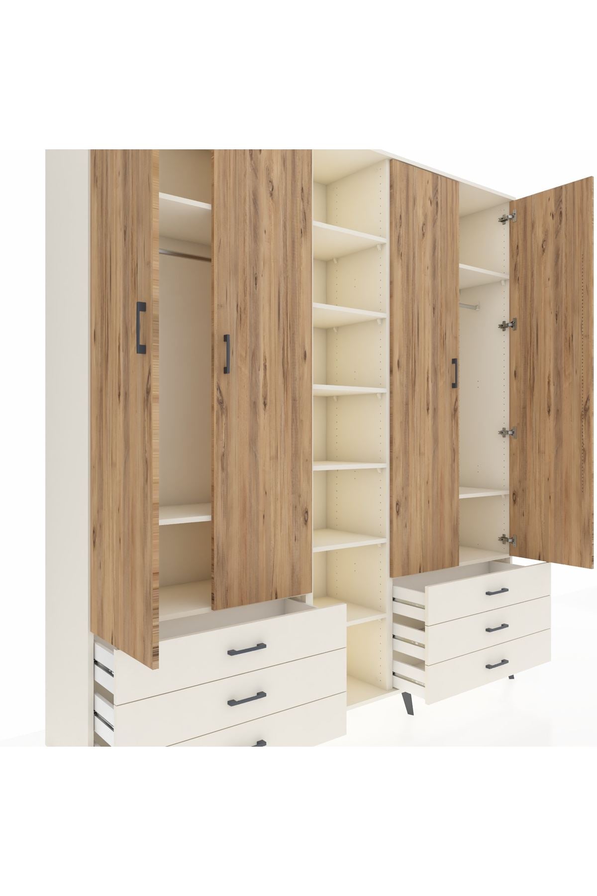 Hyperion Dolap 13 Raflı 6 Çekmeceli 2 Askılı 220x44x243 - S553M002V01B