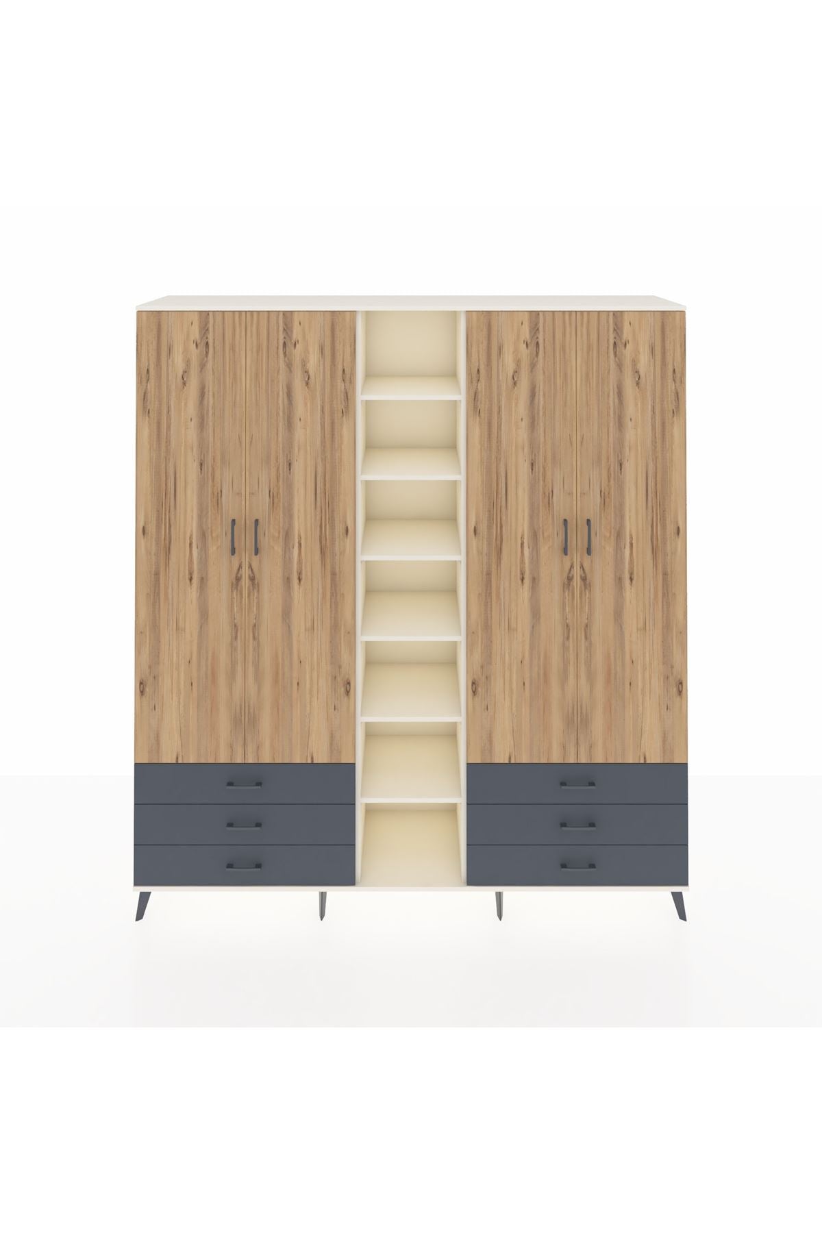 Hyperion Dolap 13 Raflı 6 Çekmeceli 2 Askılı 220x44x243 - S553M002V02B