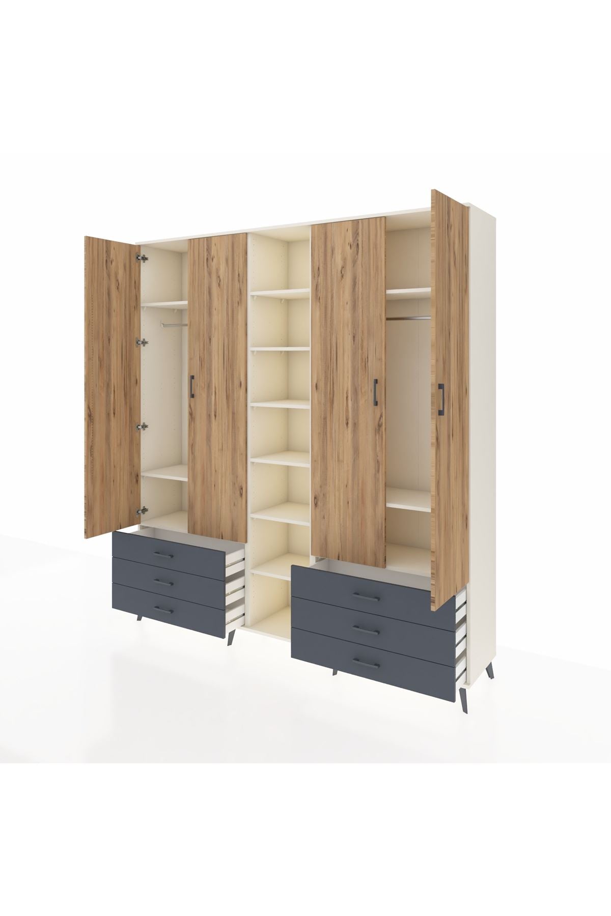 Hyperion Dolap 13 Raflı 6 Çekmeceli 2 Askılı 220x44x243 - S553M002V02B