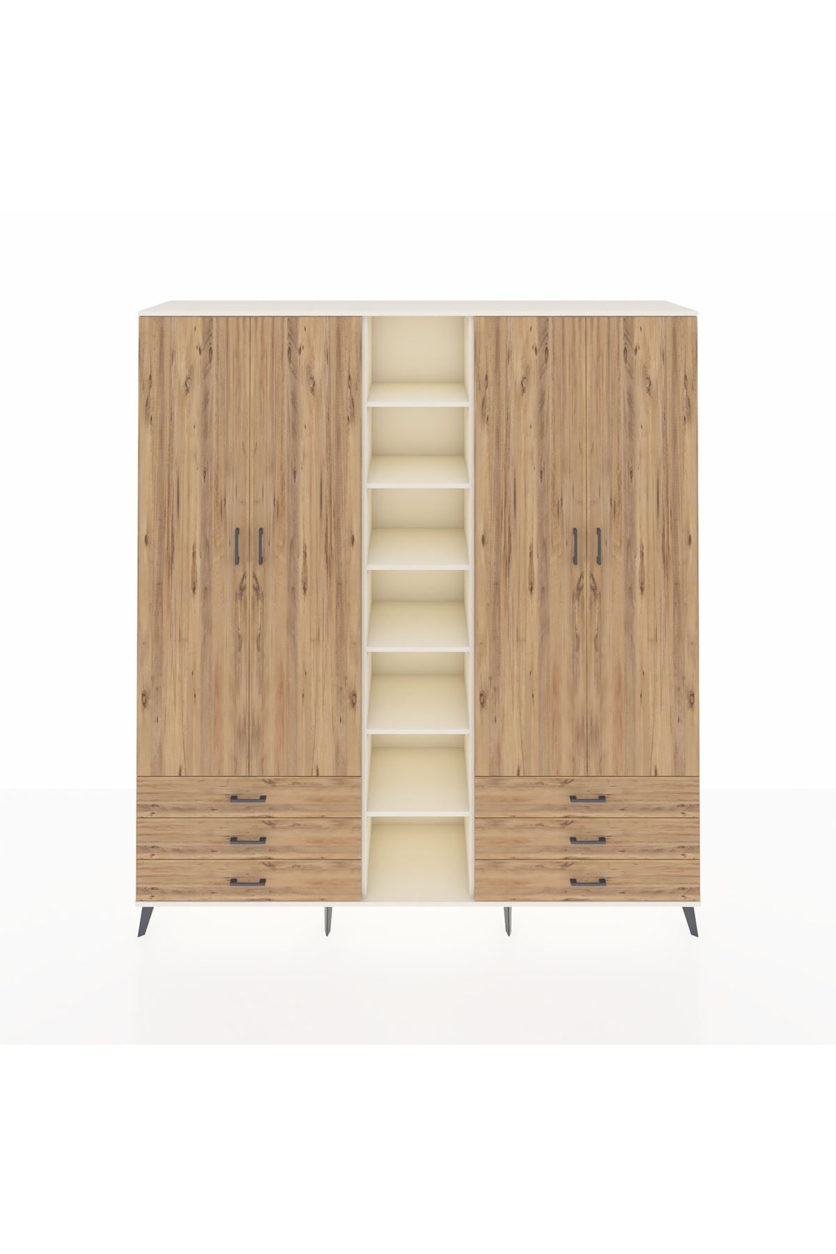 Hyperion Dolap 13 Raflı 6 Çekmeceli 2 Askılı 220x44x243 - S553M002V03B