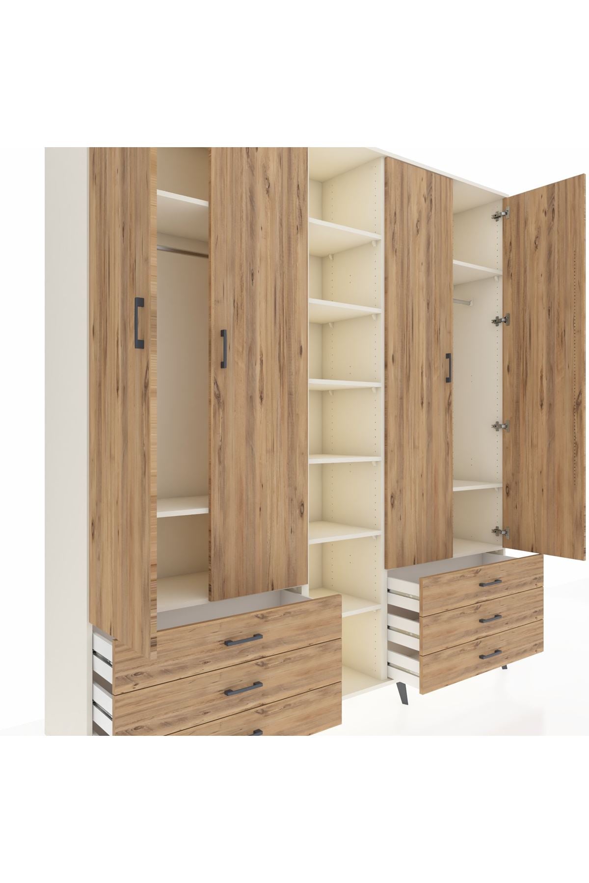 Hyperion Dolap 13 Raflı 6 Çekmeceli 2 Askılı 220x44x243 - S553M002V03B