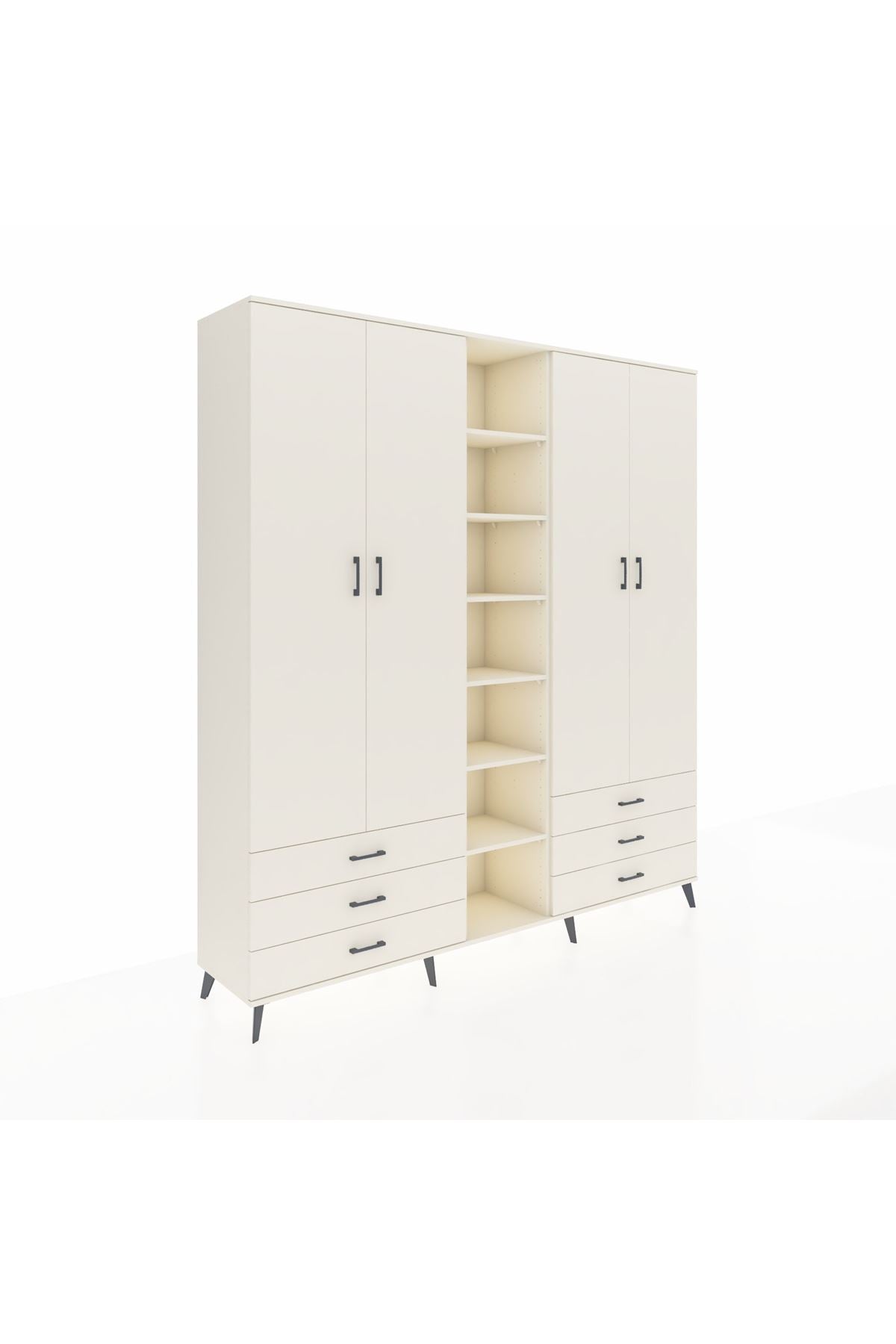 Hyperion Dolap 13 Raflı 6 Çekmeceli 2 Askılı 220x44x243 - S553M002V04B