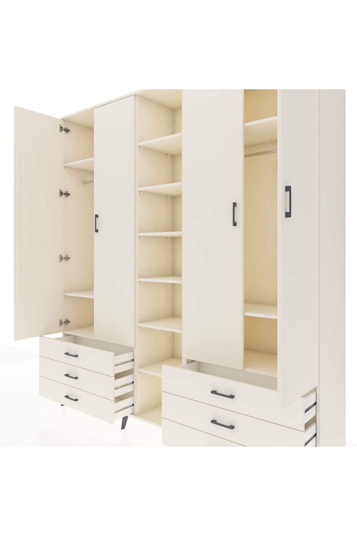 Hyperion Dolap 13 Raflı 6 Çekmeceli 2 Askılı 220x44x243 - S553M002V04B