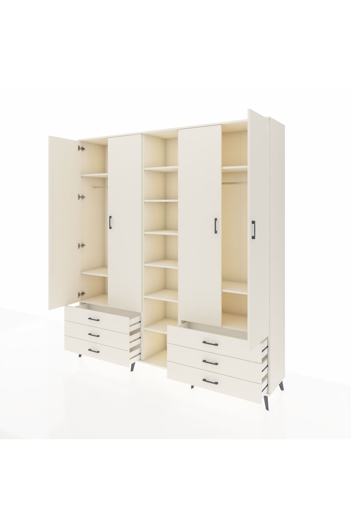 Hyperion Dolap 13 Raflı 6 Çekmeceli 2 Askılı 220x44x243 - S553M002V04B