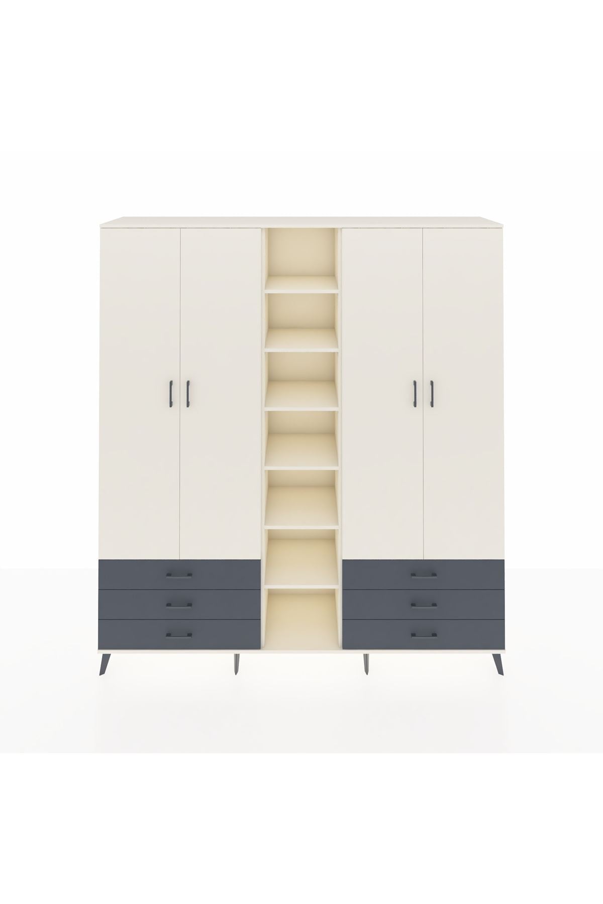 Hyperion Dolap 13 Raflı 6 Çekmeceli 2 Askılı 220x44x243 - S553M002V05B