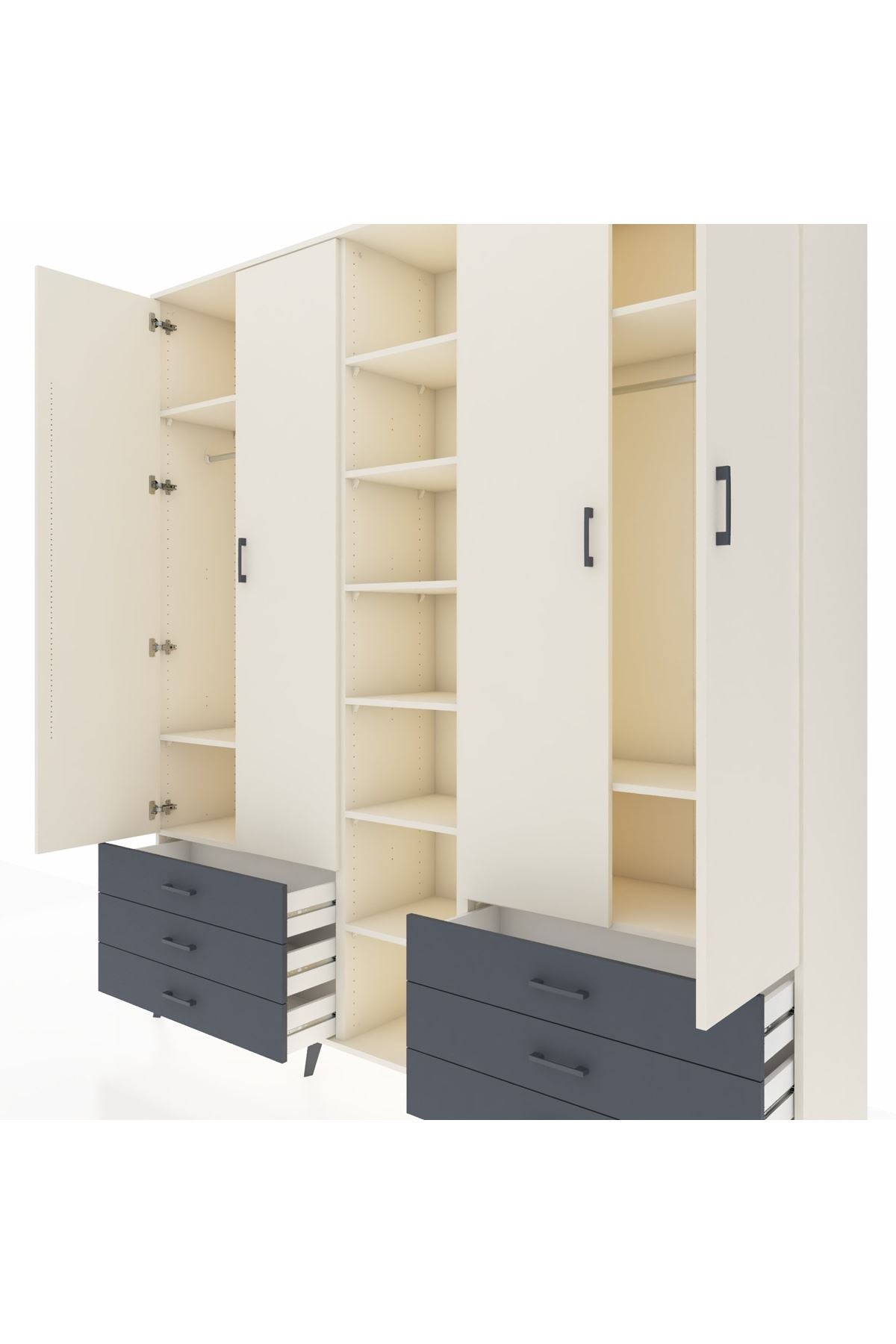 Hyperion Dolap 13 Raflı 6 Çekmeceli 2 Askılı 220x44x243 - S553M002V05B