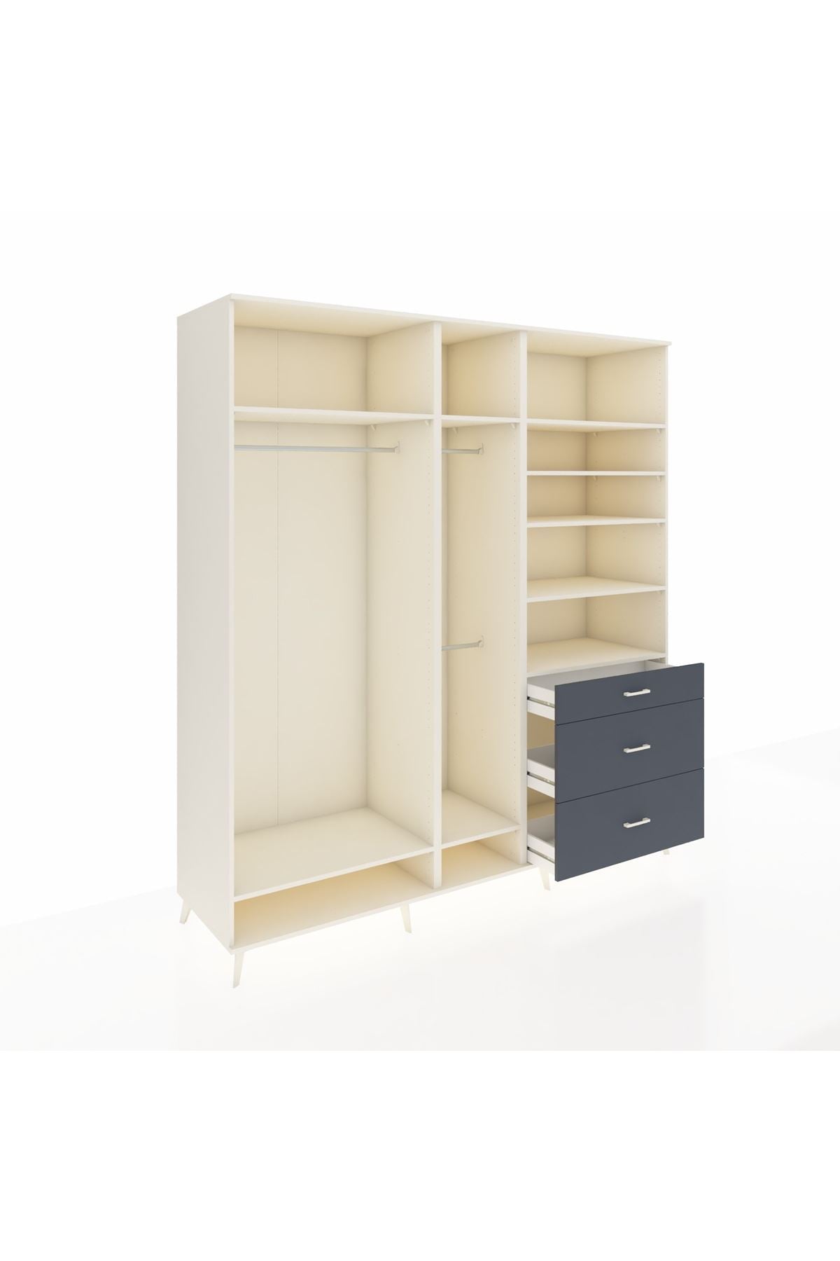 Kronos Dolap 9 Raflı 3 Çekmeceli 3 Askılı 220x59x243 Aytaşı-Aytaşı/Antrasit