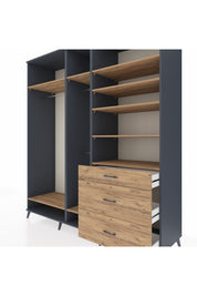 Kronos Dolap 9 Raflı 3 Çekmeceli 3 Askılı 220x59x243 Antrasit-Çam/Çam