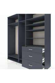 Kronos Dolap 9 Raflı 3 Çekmeceli 3 Askılı 220x59x243 Antrasit-Antrasit/Antrasit