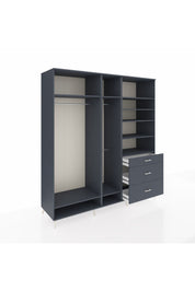 Kronos Dolap 9 Raflı 3 Çekmeceli 3 Askılı 220x59x243 Antrasit-Antrasit/Antrasit