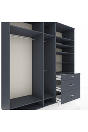 Kronos Dolap 9 Raflı 3 Çekmeceli 3 Askılı 220x59x243 Antrasit-Antrasit/Antrasit