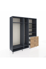 Kronos Dolap 9 Raflı 3 Çekmeceli 3 Askılı 220x59x243 Antrasit-Antrasit/Çam